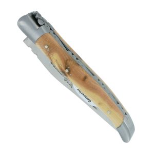 Couteau Laguiole En Aubrac 1 Piece Genevrier Finition Brossee 2 Mitres Brossee 10cm 00