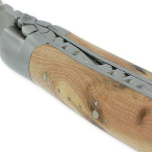 Couteau Laguiole En Aubrac 1 Piece Genevrier Finition Brossee 2 Mitres Brossee 10cm 02