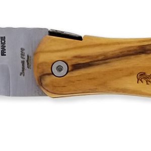 Couteau De Chasse Cube Laguiole Arbalete Plein Manche Olivier Avec Gravure Sanglier 12cm 01