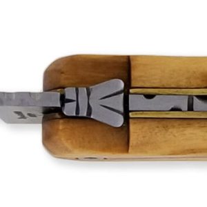 Couteau De Chasse Cube Laguiole Arbalete Plein Manche Olivier Avec Gravure Sanglier 12cm 02