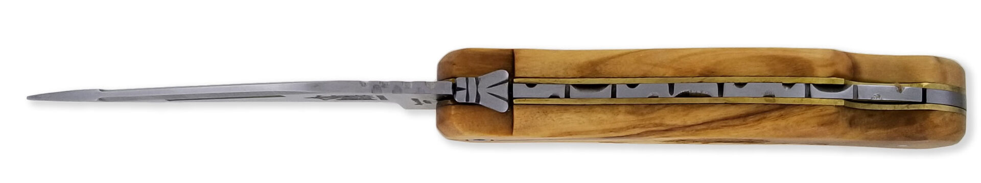 Couteau De Chasse Cube Laguiole Arbalete Plein Manche Olivier Avec Gravure Sanglier 12cm 02