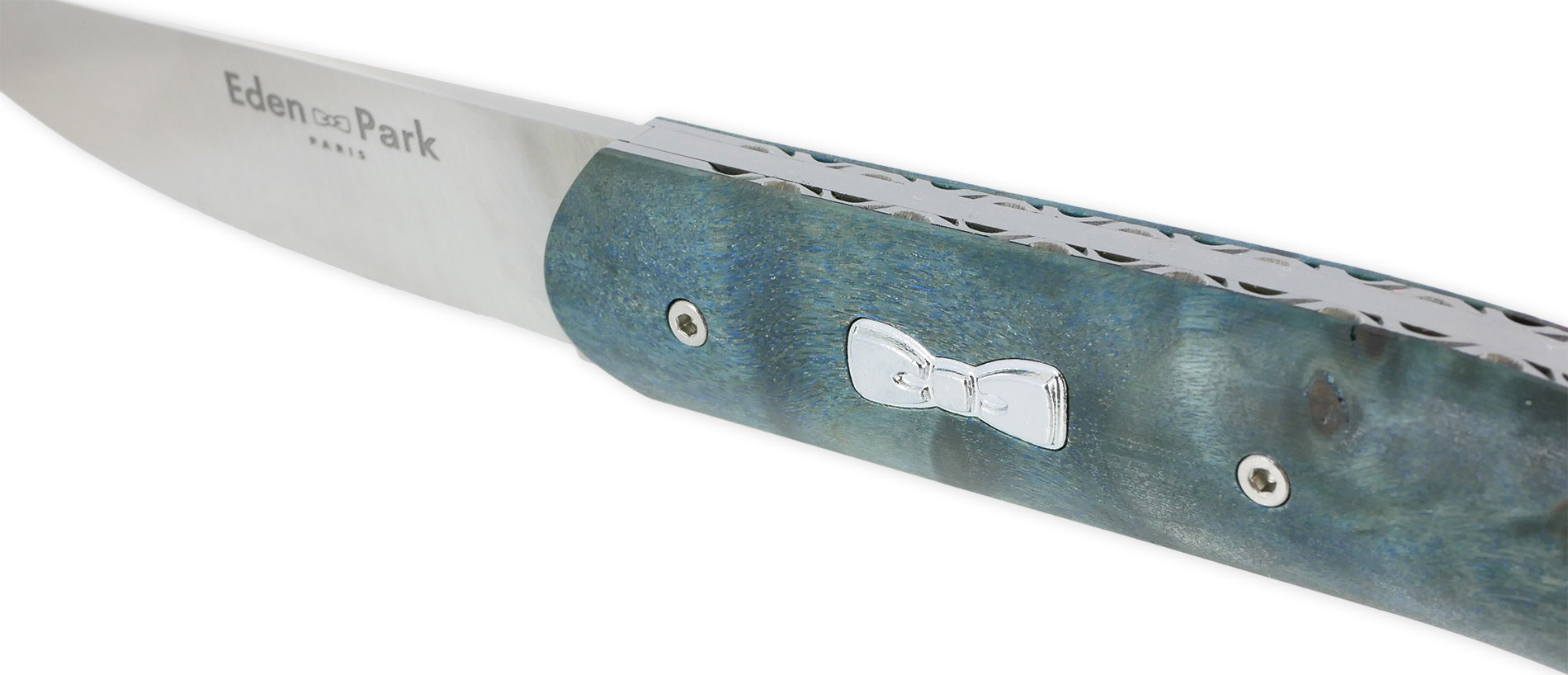 Couteau Eden Park Manche En Loupe De Peuplier Bleu Numerote 01