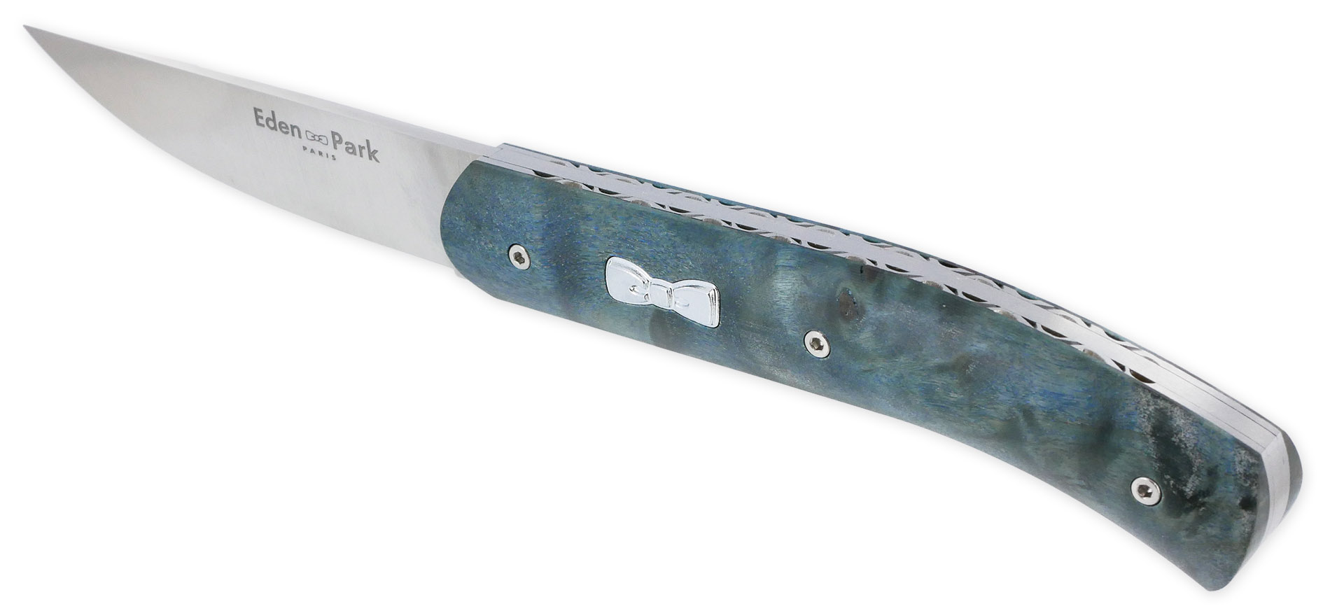 Couteau Eden Park Manche En Loupe De Peuplier Bleu Numerote 02