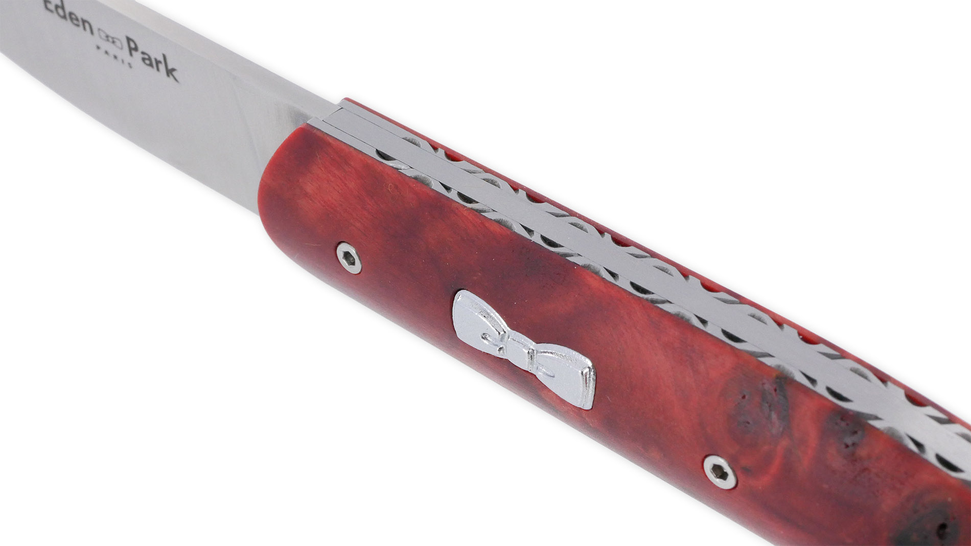 Couteau Eden Park Manche En Loupe De Peuplier Rouge Numerote 02