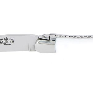 Couteau Forge De Laguiole Airbus A350xwb Manche Acrylique Blanc Et Carbone 2 Mitres Inox Brillant 11cm 01