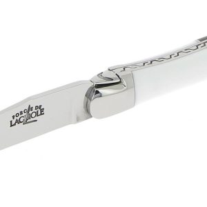 Couteau Forge De Laguiole Airbus A350xwb Manche Acrylique Blanc Et Carbone 2 Mitres Inox Brillant 11cm 03