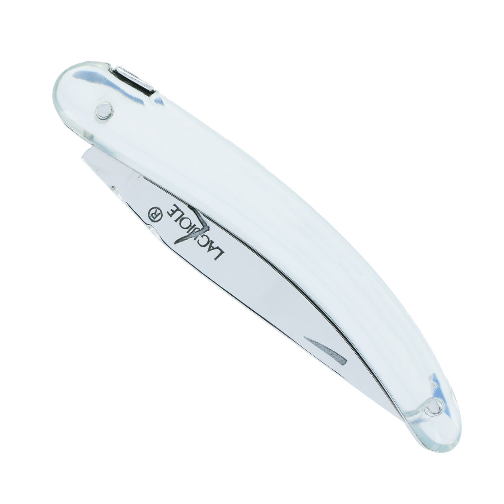 Couteau Forge De Laguiole De Poche Courreges Pour Femme Plein Manche Acrylique Miroir 1 Piece Finition Brillante 9 Cm 00