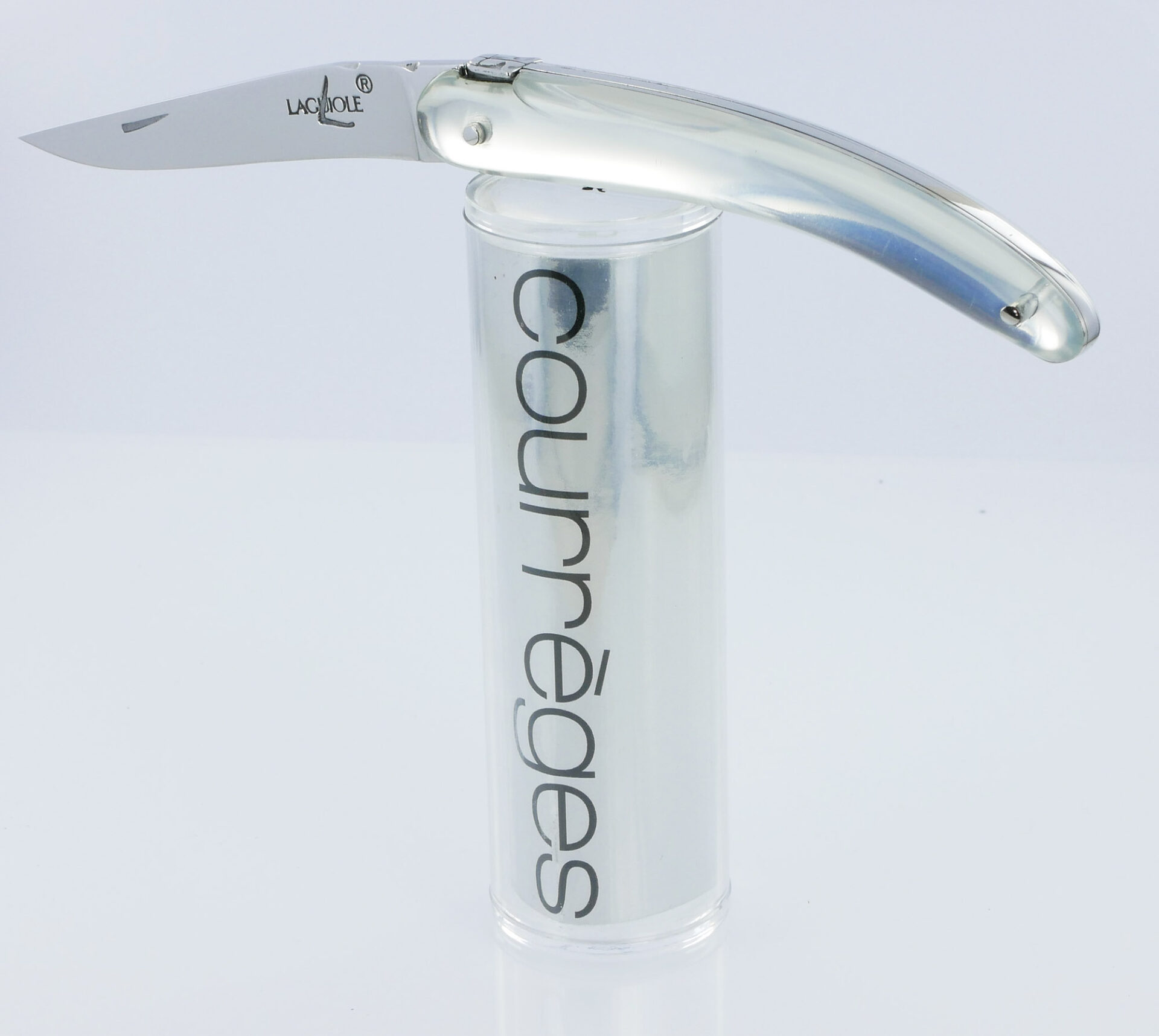 Couteau Forge De Laguiole De Poche Courreges Pour Femme Plein Manche Acrylique Miroir 1 Piece Finition Brillante 9 Cm 05