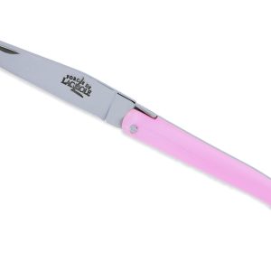 Couteau Forge De Laguiole De Poche Wilmotte Pour Femme Plein Manche En Verre Acrylique Rose 1 Piece Finition Brillante 9 Cm 02
