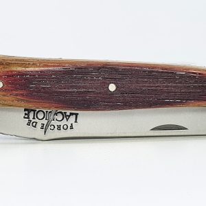 Couteau Forge De Laguiole Manche En Chene De Barrique 1 Piece Inox Brosse 12cm 02