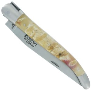 Couteau Forge De Laguiole Manche En Croute De Belier 1 Piece Inox Brosse 12cm 00