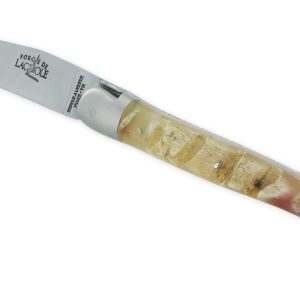 Couteau Forge De Laguiole Manche En Croute De Belier 1 Piece Inox Brosse 12cm 01