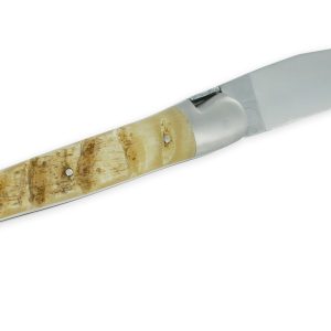 Couteau Forge De Laguiole Manche En Croute De Belier 1 Piece Inox Brosse 12cm 02