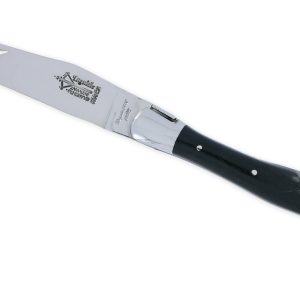 Couteau Laguiole Antan 2 Pieces Manche En Ebene Avec Tire Bouchon 2 Mitres Inox Brillant 12cm 02