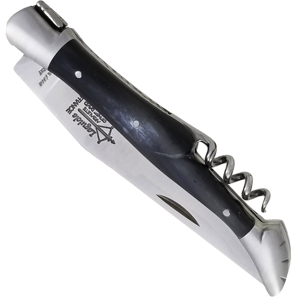 Couteau Laguiole Antan Manche En Buffle 2 Mitres Inox Brosse 2 Pieces 12cm 00