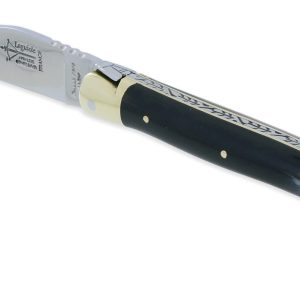 Couteau Laguiole Antan Manche En Corne De Buffle 1 Mitre Laiton Brillant 1 Piece 12cm 01