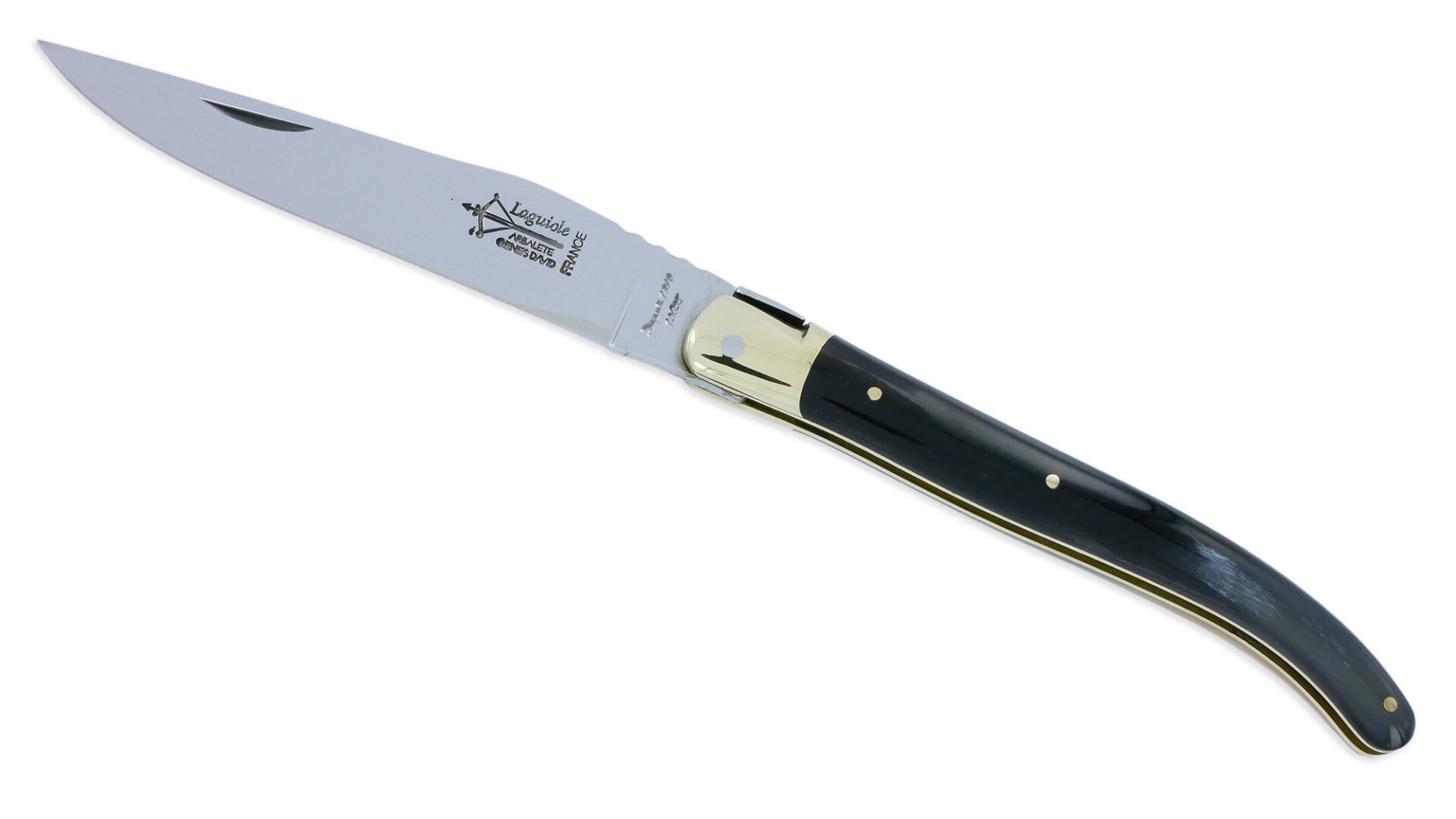 Couteau Laguiole Antan Manche En Corne De Buffle 1 Mitre Laiton Brillant 1 Piece 12cm 02