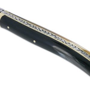 Couteau Laguiole Antan Manche En Corne De Buffle 1 Mitre Laiton Brillant 1 Piece 12cm 04