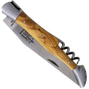 Couteau Laguiole Antan Manche En Olivier 2 Mitres Inox Brosse 2 Pieces 12cm 00