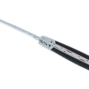 Couteau Laguiole Arbalete Manche Ebene 2 Mitres Inox Brillant Entretoises Rouge 1 Piece 12cm 03