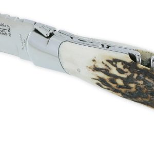 Couteau Laguiole De Chasse Arbalete Avec Tire Bouchon Manche Bois De Cerf 12cm Finition Brillante 01