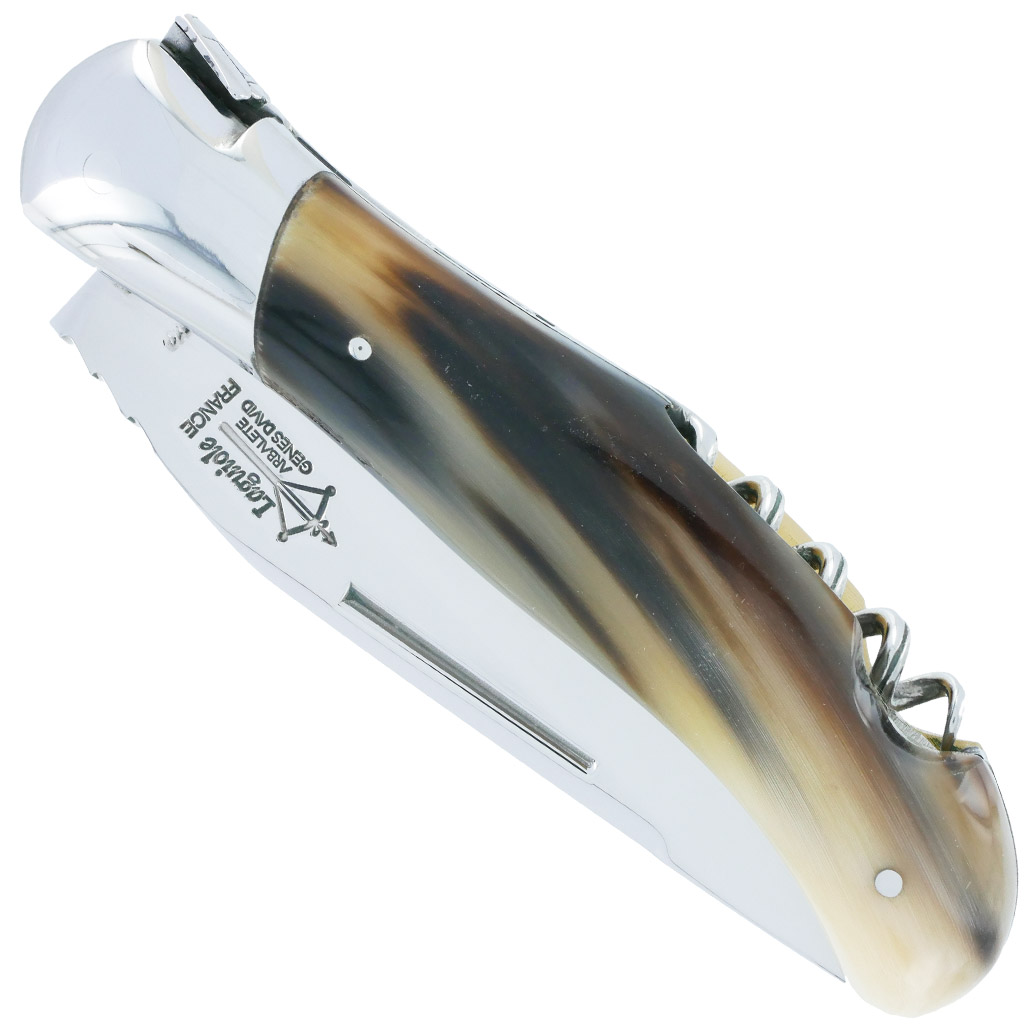 Couteau Laguiole De Chasse Arbalete Avec Tire Bouchon Manche Pointe De Corne 12cm 00