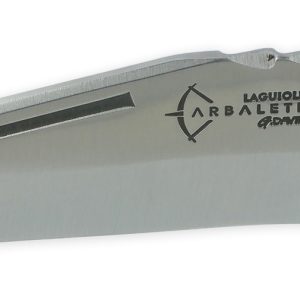 Couteau Laguiole De Chasse Arbalete Manche Croute De Belier Blond Finition Brossee 12cm 03