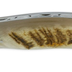 Couteau Laguiole De Chasse Arbalete Manche Croute De Belier Blond Finition Brossee 12cm 04