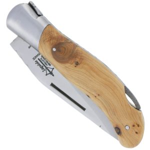 Couteau Laguiole De Chasse Arbalete Manche Genevrier Inox Brosse 12cm 00