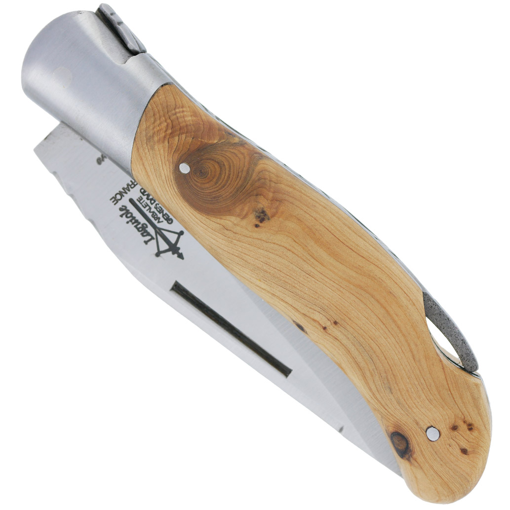 Couteau Laguiole De Chasse Arbalete Manche Genevrier Inox Brosse 12cm 00