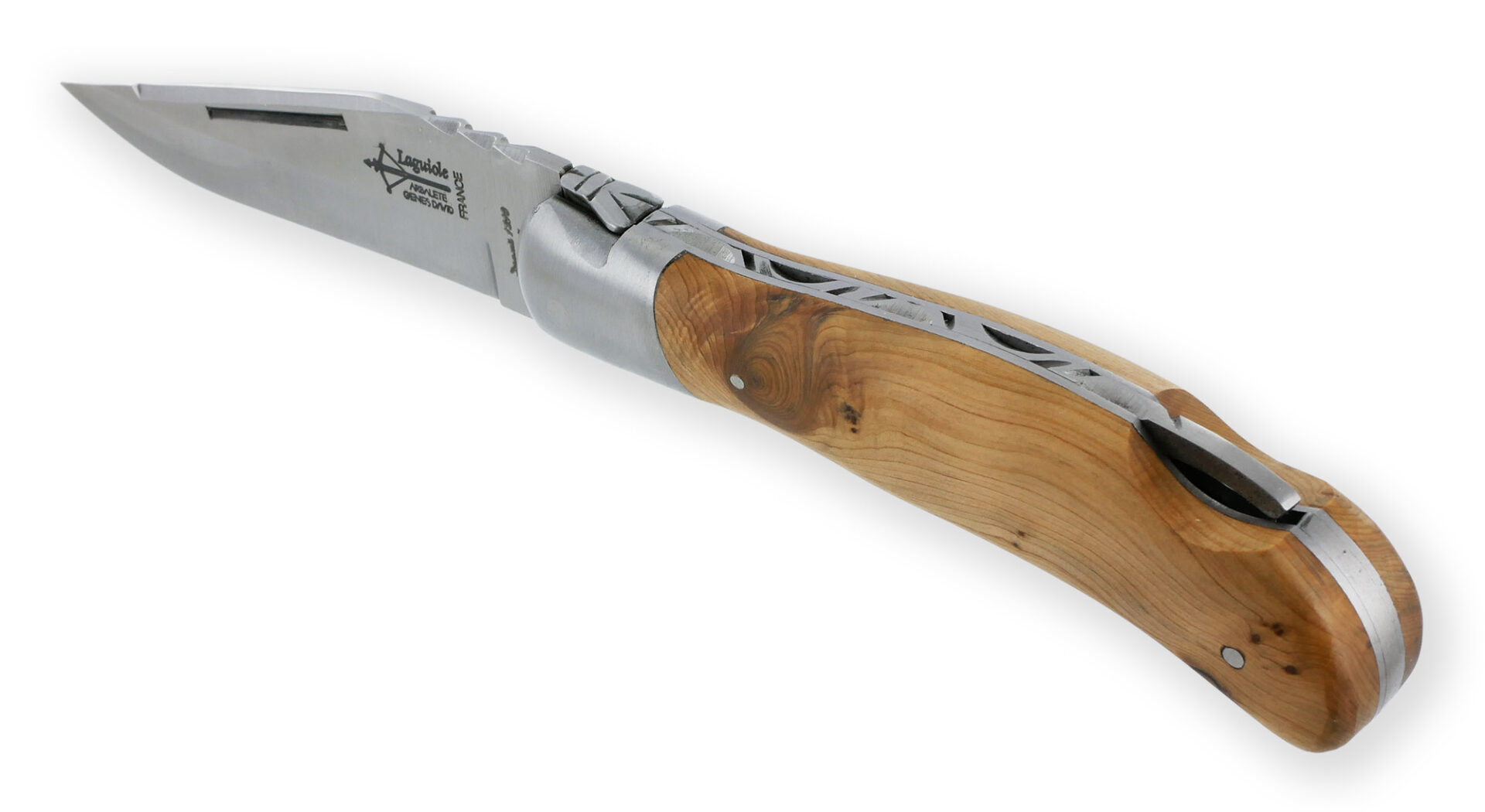 Couteau Laguiole De Chasse Arbalete Manche Genevrier Inox Brosse 12cm 02