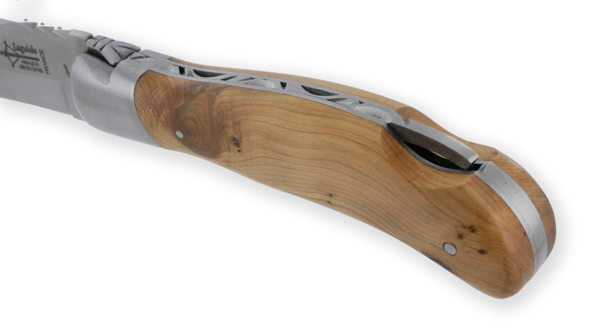 Couteau Laguiole De Chasse Arbalete Manche Genevrier Inox Brosse 12cm 03