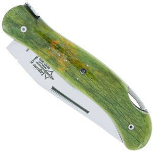 Couteau Laguiole De Chasse Arbalete Manche Os Teinte Safari 12cm Finition Brillante Vert 00