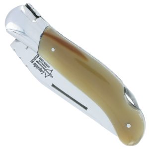 Couteau Laguiole De Chasse Arbalete Manche Pointe De Corne 12cm 00
