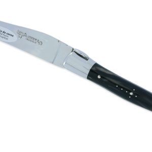 Couteau Laguiole En Aubrac 1 Piece 12 Cm Ballon De Rugby Manche Pointe De Corne 2 Mitres Inox Brillant 01