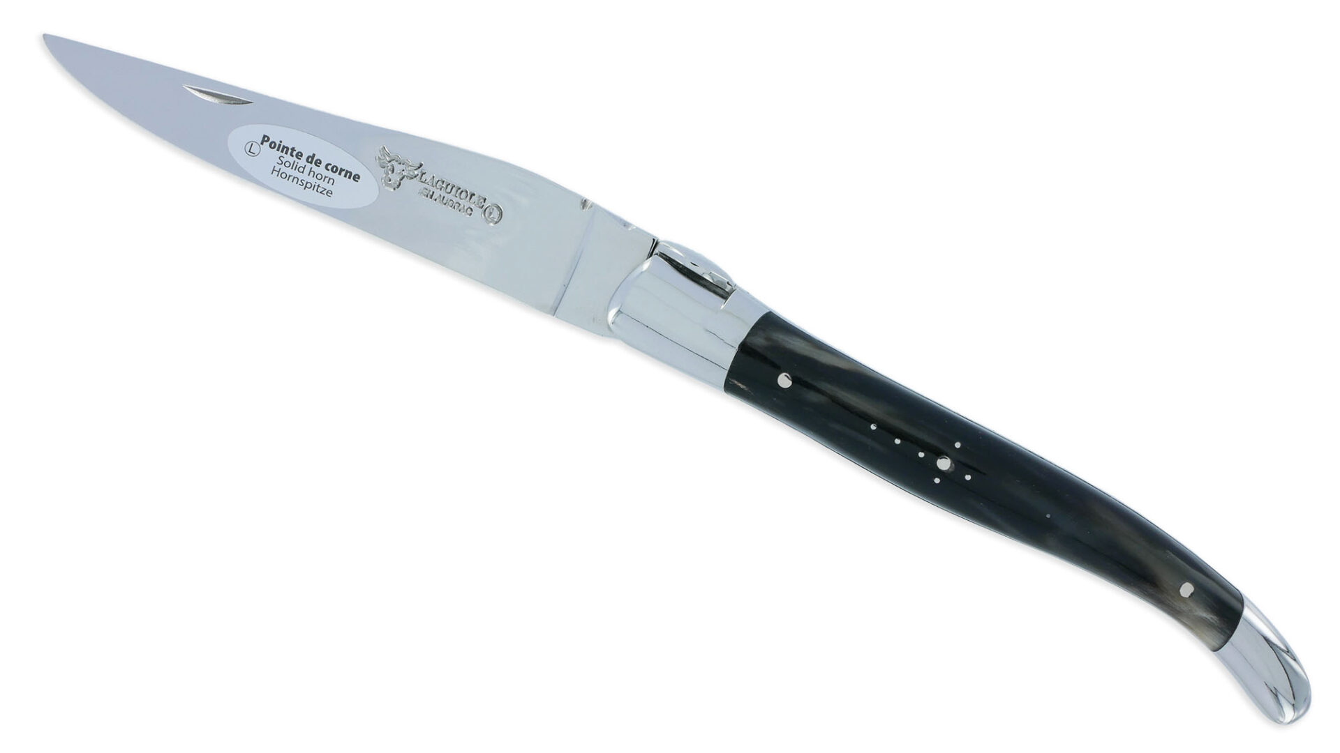 Couteau Laguiole En Aubrac 1 Piece 12 Cm Ballon De Rugby Manche Pointe De Corne 2 Mitres Inox Brillant 01