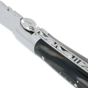 Couteau Laguiole En Aubrac 1 Piece 12 Cm Ballon De Rugby Manche Pointe De Corne 2 Mitres Inox Brillant 02