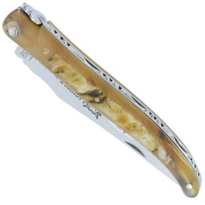 Couteau Laguiole En Aubrac 1 Piece 12 Cm Belier Ecosse Plein Manche Finition Brillante 00