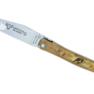 Couteau Laguiole En Aubrac 1 Piece 12 Cm Belier Ecosse Plein Manche Finition Brillante 01
