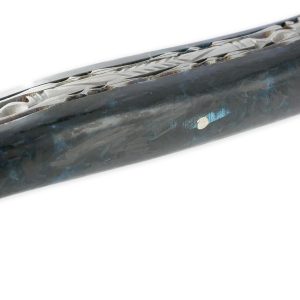 Couteau Laguiole En Aubrac 1 Piece 12 Cm Double Platines Carbone Paillete Bleu Nacre 2 Mitres Inox Brosse Lame Inox Brosse Num 1 03