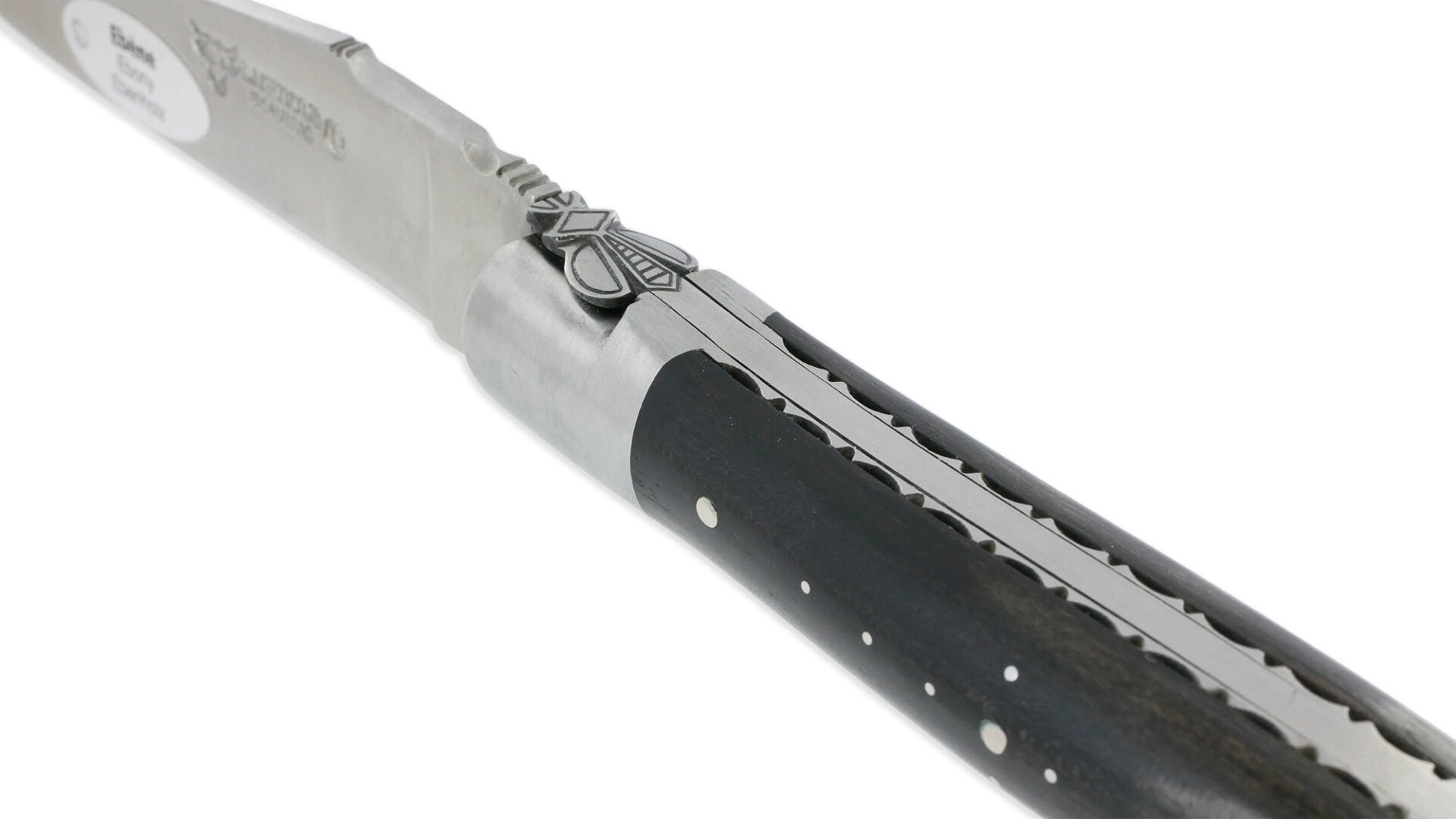 Couteau Laguiole En Aubrac 1 Piece 12 Cm Ebene 1 Mitre Inox Brosse Decoration Guepe 03