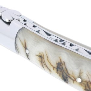 Couteau Laguiole En Aubrac 1 Piece 12 Cm Manche Croute De Belier Ecosse 2 Mitres Inox Brillant 02