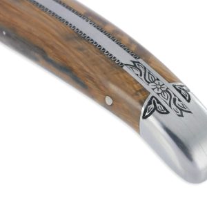 Couteau Laguiole En Aubrac 1 Piece 12 Cm Manche En Croute Ivoire De Mammouth 2 Mitres Inox Brosse Ciselees Mouche Prestige 03