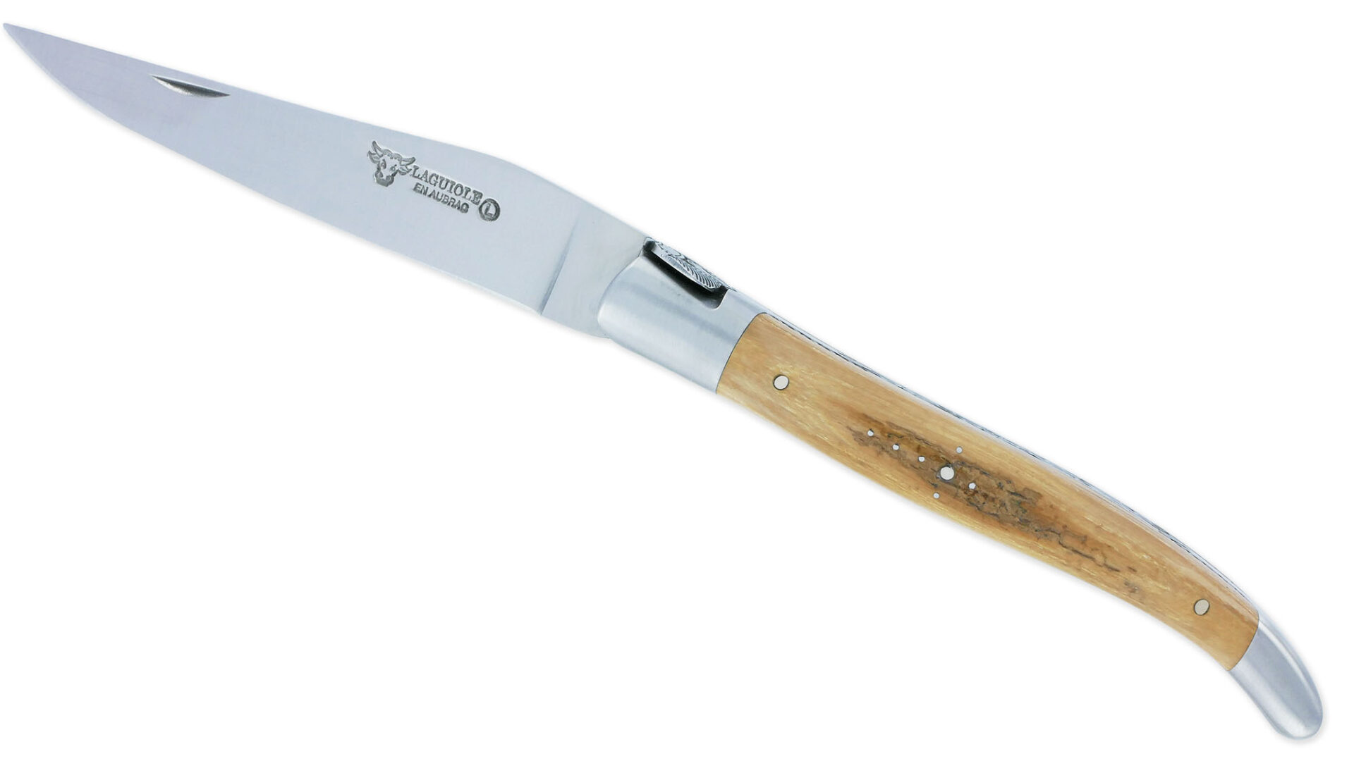 Couteau Laguiole En Aubrac 1 Piece 12 Cm Manche En Croute Ivoire De Mammouth 2 Mitres Inox Brosse Mouche Prestige 01