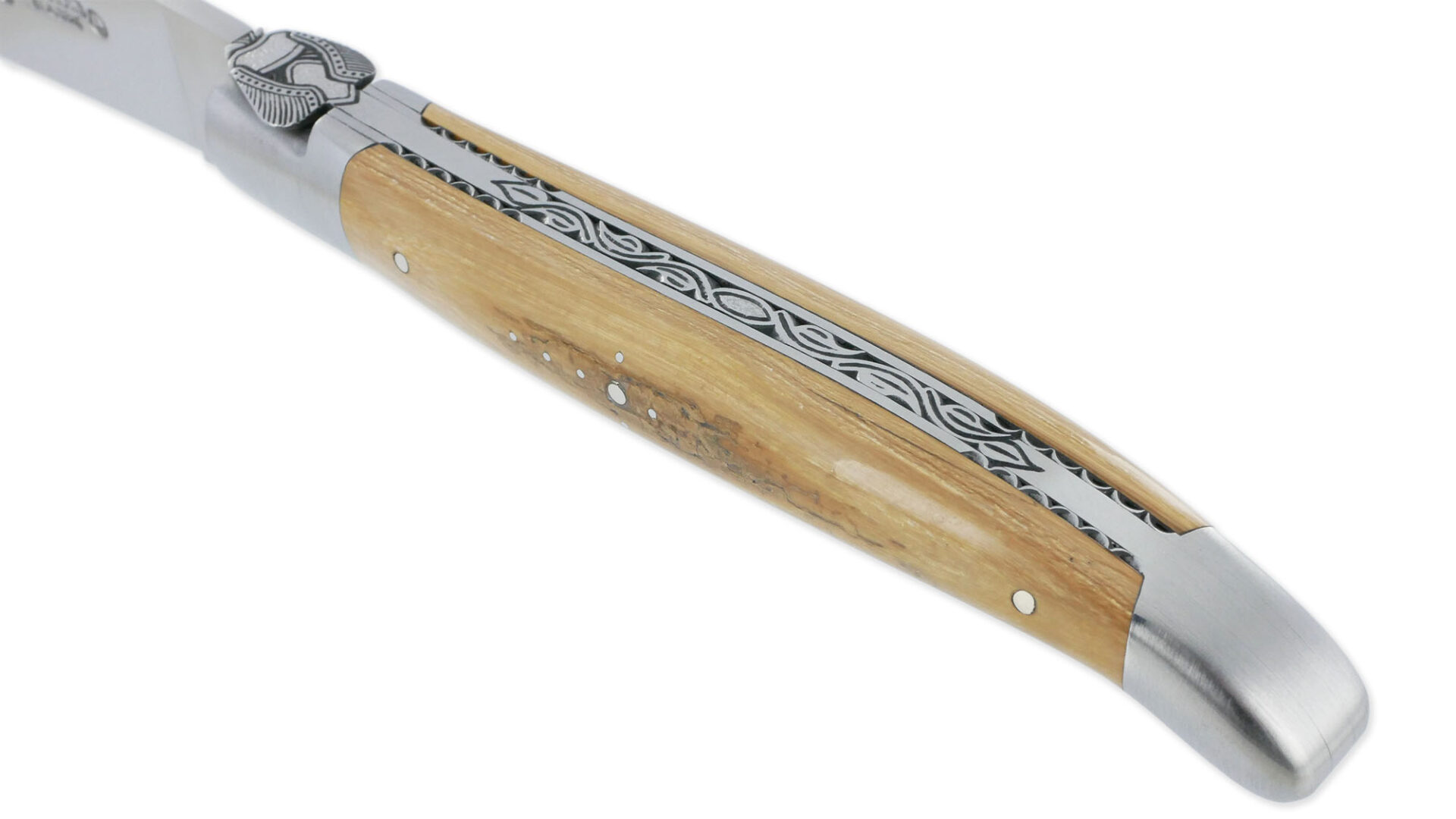 Couteau Laguiole En Aubrac 1 Piece 12 Cm Manche En Croute Ivoire De Mammouth 2 Mitres Inox Brosse Mouche Prestige 03