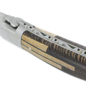 Couteau Laguiole En Aubrac 1 Piece 12 Cm Manche Marqueterie Puzzle Etincelle 2 Mitres Inox Brosse 04