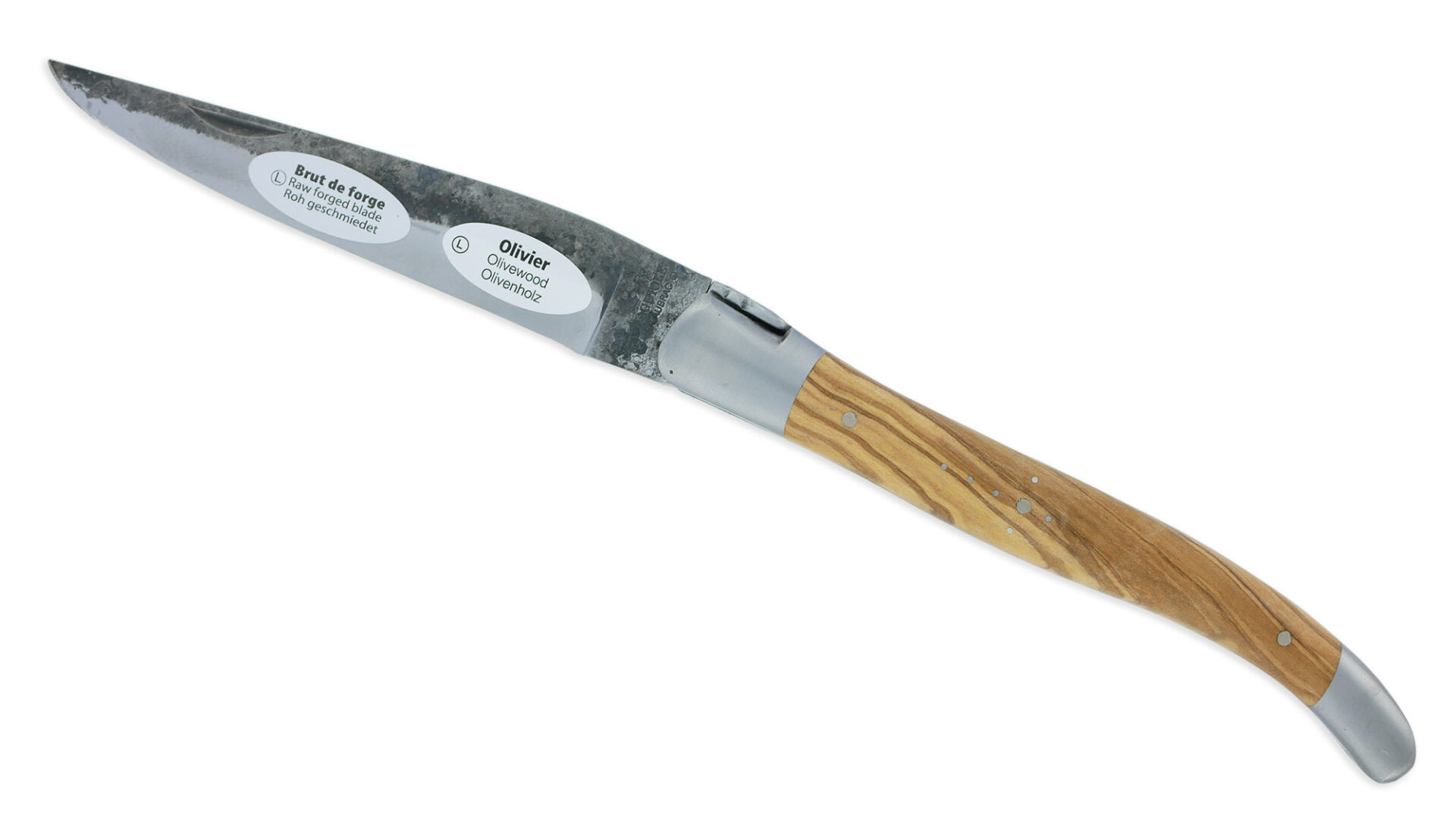 Couteau Laguiole En Aubrac 1 Piece 12 Cm Manche Olivier Lame Brut De Forge 2 Mitres Inox Brosse 02