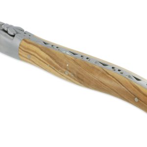 Couteau Laguiole En Aubrac 1 Piece 12 Cm Manche Olivier Lame Brut De Forge 2 Mitres Inox Brosse 04