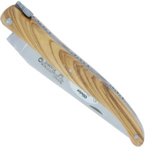 Couteau Laguiole En Aubrac 1 Piece 12 Cm Olivier Plein Manche Finition Brossee 00