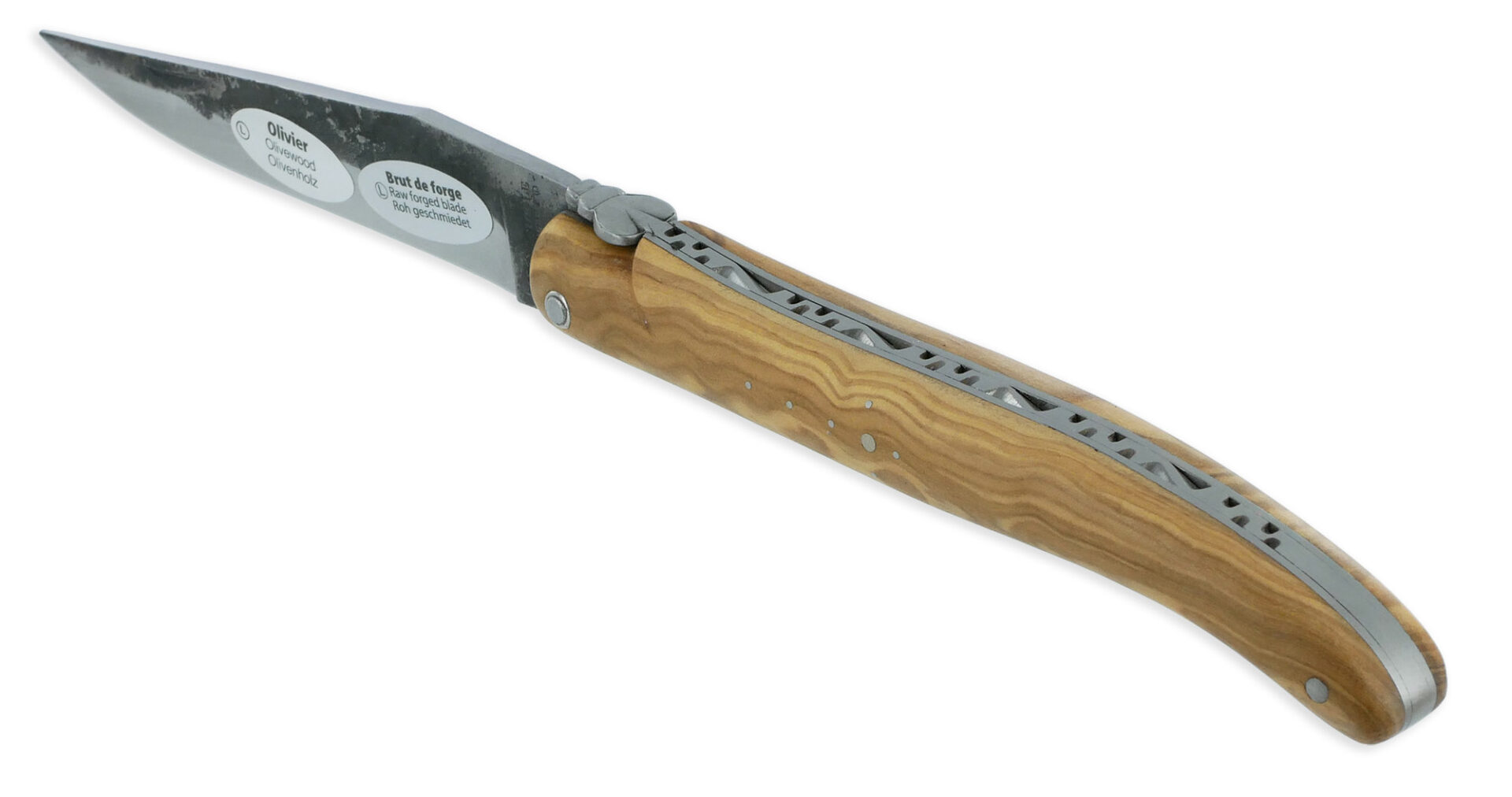 Couteau Laguiole En Aubrac 1 Piece 12 Cm Olivier Plein Manche Lame Brute De Forge 01